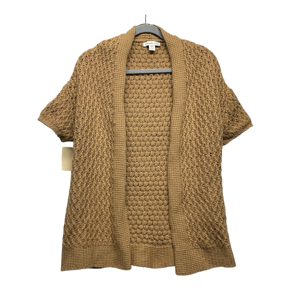 Coldwater Creek Wool Blend  Mix Cable Knit Open Front Cardigan Sz Small Coastal